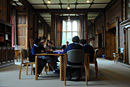 Children study in the school library