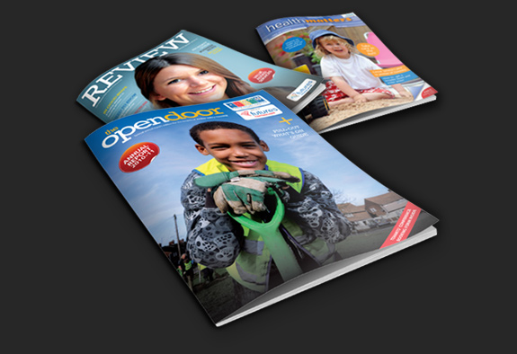 Examples of Tennisons commercial photography on the covers of magazines and brochures