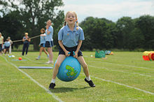 A pupil takes part in race at Kingsley Junior School's sports day
