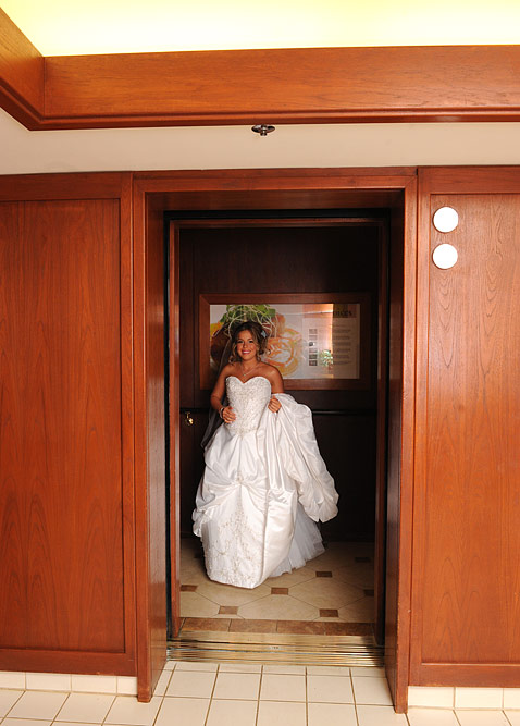 The bride leaving for the venue
