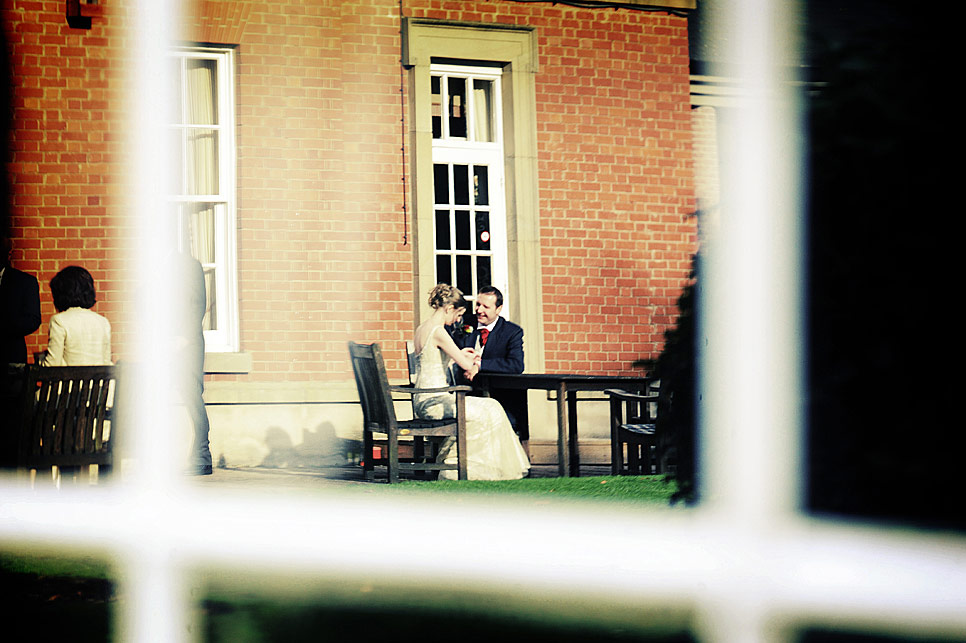 The bride and groom share an intimate moment