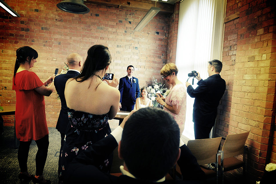 The bride and groom pose for photos